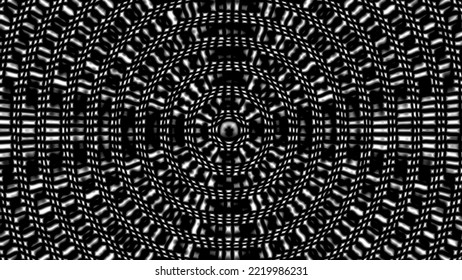 Spiral Circle Like Shapes With Blurry Effect With A Symmetrical Order On Creative Abstract Background With 3D Rendering Illustration For Energy, Frequency And Physics Concepts