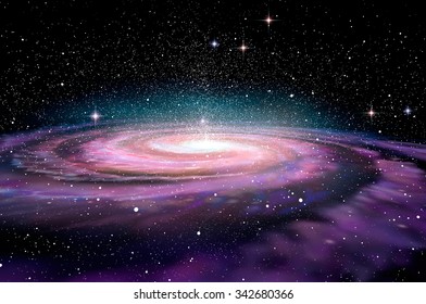 Spiral Galaxy In Deep Spcae, 3D Illustration