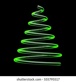 Spiral Glow Effect Green, Undertow, Abstract Glowing Rings Abstract Light Painting The Lights On The Exposure Time Movement 3D Illustration, 3D Rendering.