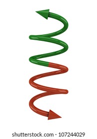 Spiral green red line with arrows on white background