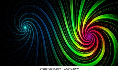 Spiral Of Time. Magnetic Field. 3D Surreal Illustration. Sacred Geometry. Mysterious Psychedelic Relaxation Pattern. Fractal Abstract Texture. Digital Artwork Graphic Astrology Magic