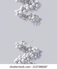 Spiral With White Balls. Abstract Illustration, 3d Render.