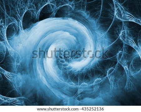 Spirals Are Forever series. Composition of spiral fractal with metaphorical relationship to science, technology and design