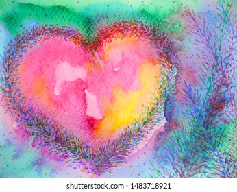 Spiritual Heart Mind Power Mental Floral Watercolor Painting Illustration Design