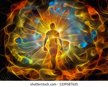Spiritual painting in vivid colors. Inner Light. 3D rendering