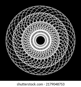 Spirograph Lines White Abstract On Black Background