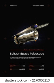 Spitzer Space Telescope 3D Illustration Poster