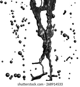 Splash Of Black Fuel Oil Isolated On White Background