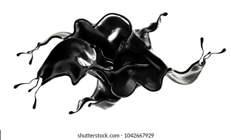 Splash Of Black Liquid. 3d Illustration, 3d Rendering.