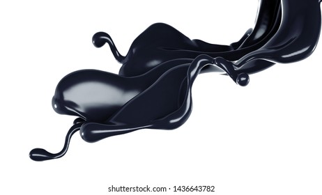 Splash Thick Black Liquid 3d Illustration Stock Illustration 1244284699