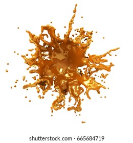 A Splash Of Caramel (or Honey). 3D Illustration. Isolated On White Background.