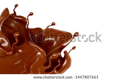 Splash of chocolate 3d illustration, 3d rendering.