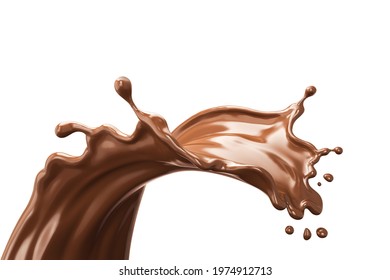 splash of chocolate or Cocoa. 3d illustration.