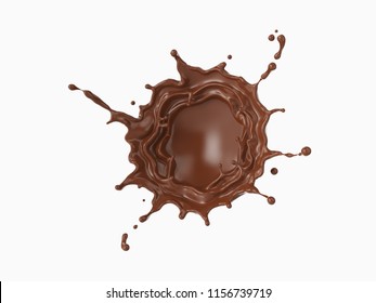 Splash Of Chocolate Or Cocoa Cream, 3d Illustration.