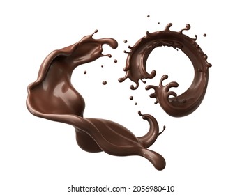 splash of chocolate or Cocoa.Include clipping path. 3d illustration.