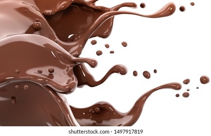 Splash of chocolate isolated abstract background 3d rendering