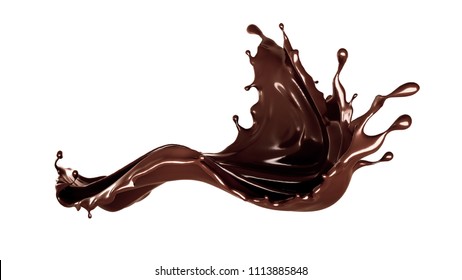 A Splash Of Dark Chocolate. 3d Illustration