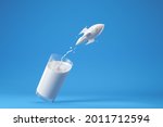 Splash of milk in form of rocket shape, with clipping path. 3D illustration.