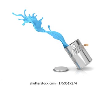 Splash Of Paint In Can 3d Illustration