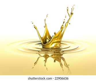Splash And Ripples On Liquid Gold
