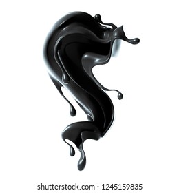 Splash Thick Black Liquid 3d Illustration Stock Illustration 1245159835 ...