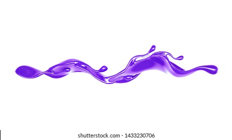 Splash Of Thick Purple Liquid. 3d Illustration, 3d Rendering.