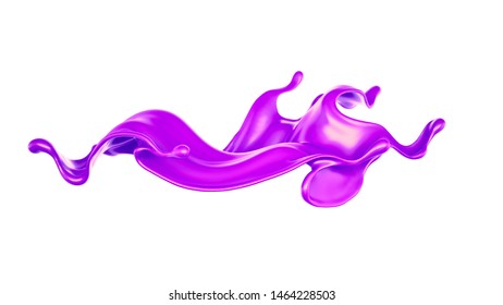 Splash Of Thick Purple Liquid. 3d Illustration, 3d Rendering.