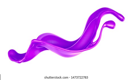 Splash Of Thick Purple Liquid. 3d Illustration, 3d Rendering.