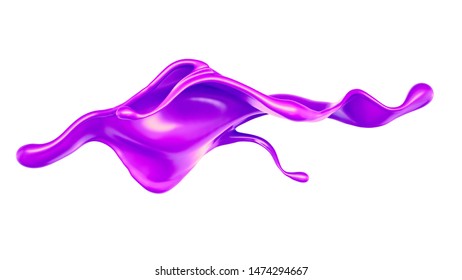 Splash Of Thick Purple Liquid. 3d Illustration, 3d Rendering.