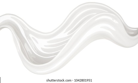 Splash Of Thick White Liquid. 3d Illustration, 3d Rendering.