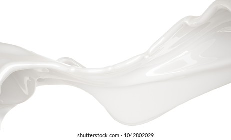 Splash Of Thick White Liquid. 3d Illustration, 3d Rendering.