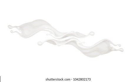 Splash Of Thick White Liquid. 3d Illustration, 3d Rendering.