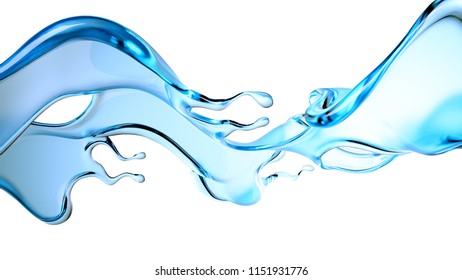 Splash Of Water. 3d Illustration, 3d Rendering.