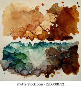 Splash Water Color With Earthy Tone Base Stain Background Set