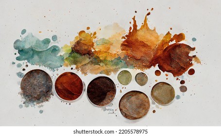 Splash Water Color With Earthy Tone Base Stain Background Set,