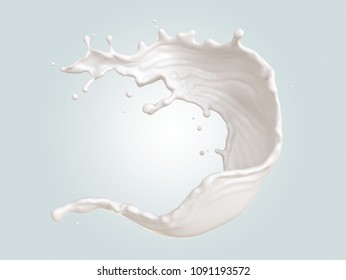 Splash of white milk , 3d illustration with clipping path.