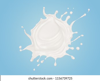 splash of white milk or yogurt cream, 3d illustration.