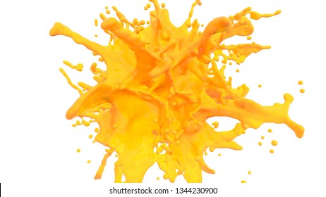 splash of yellow juice. 3d rendering