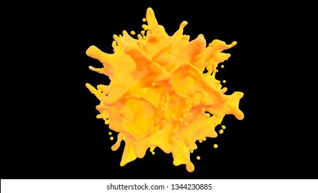 splash of yellow paint. 3d rendering