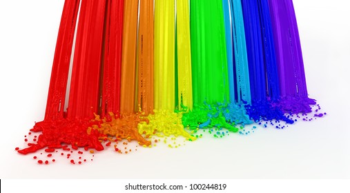 Splashes Color Paint As A Rainbow