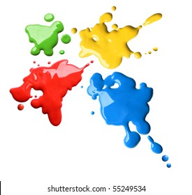 Splashes Of Four Color Red Blue Green Yellow