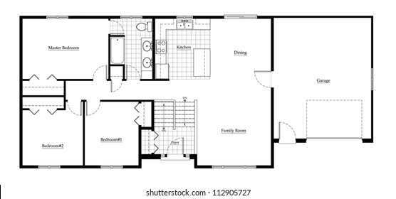 Split Level House Floor Plan with Room Names