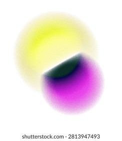 Split yellow and magenta gradient blob with diagonal dark green band on white background