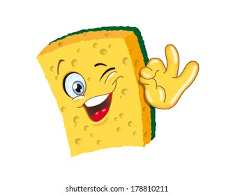 Sponge Cartoon Character Ok Smiling Illustration Funny