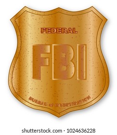Spoof FBI Shield Badge Isolated On White.