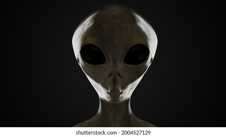 Spooky Aliens Face On Black Background Stock Illustration 2004527129 ...