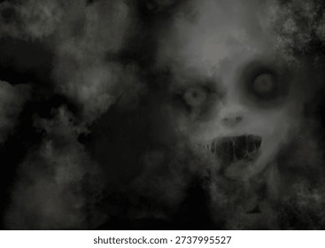 A spooky background image of grey ghosts and smoke squirming