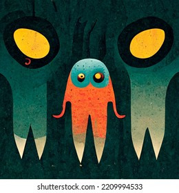 Spooky Cartoon Style Monsters On Dark Stock Illustration 2209994533 ...