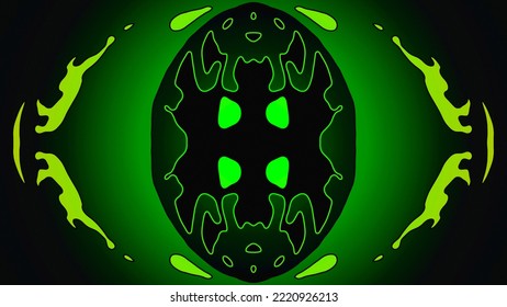 Spooky, Green And Black, Eyeball Mandala. 