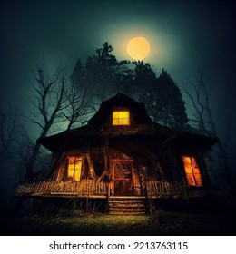 Spooky Old House Scary Forest Mist